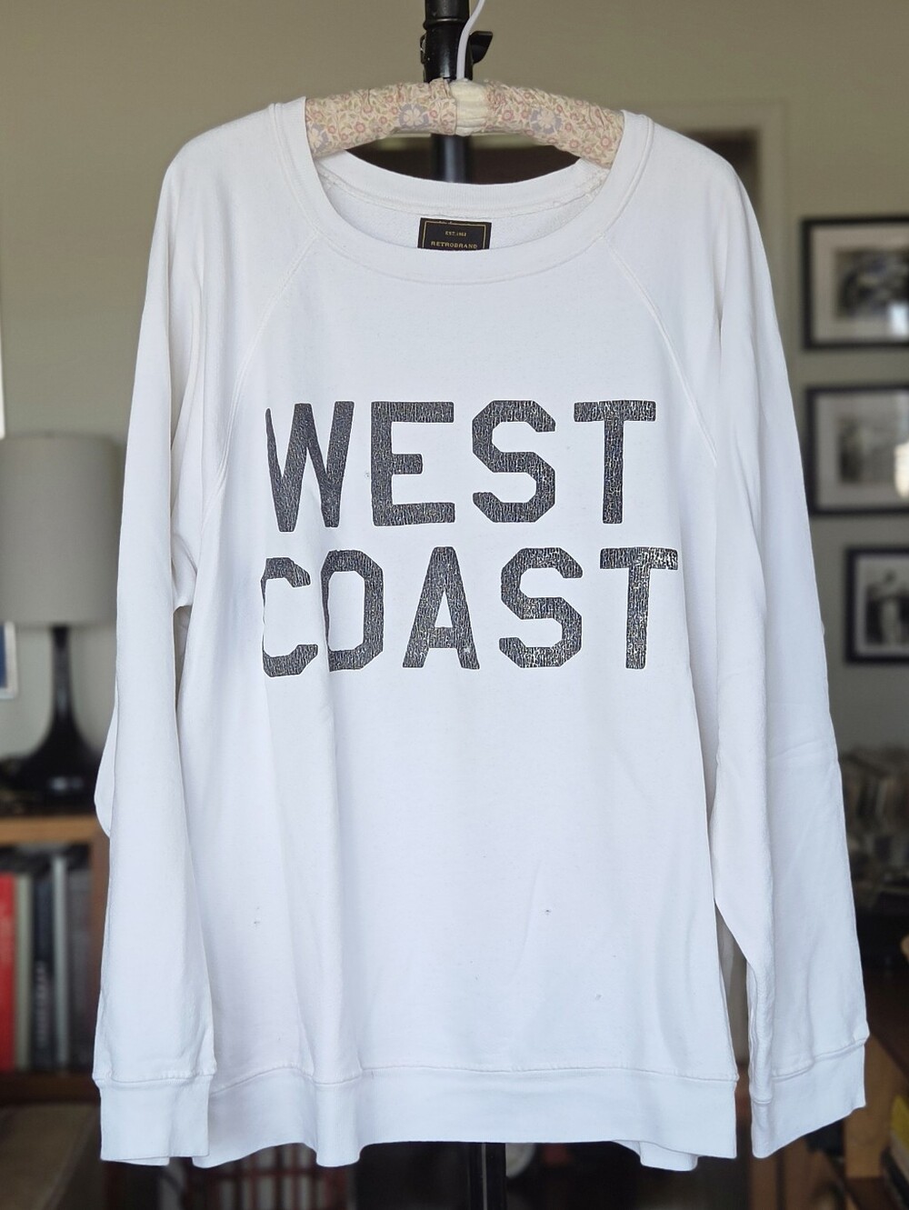 Retro Brand White West Coast Distressed Sweatshirt